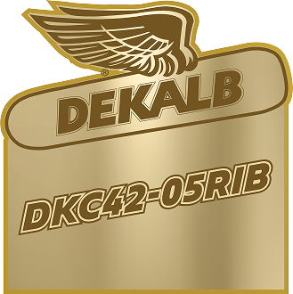 Gold DEKALB logo featuring the winged emblem and the text 'DKC42-05RIB'